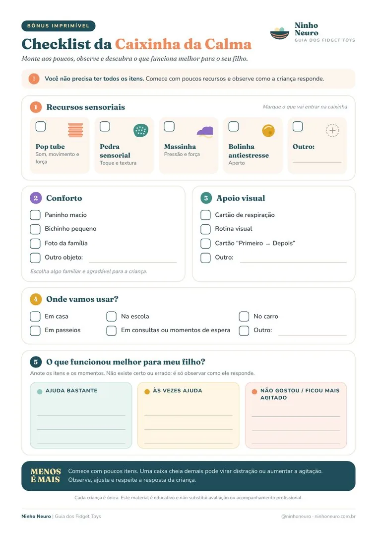 Checklist da Caixinha da Calma